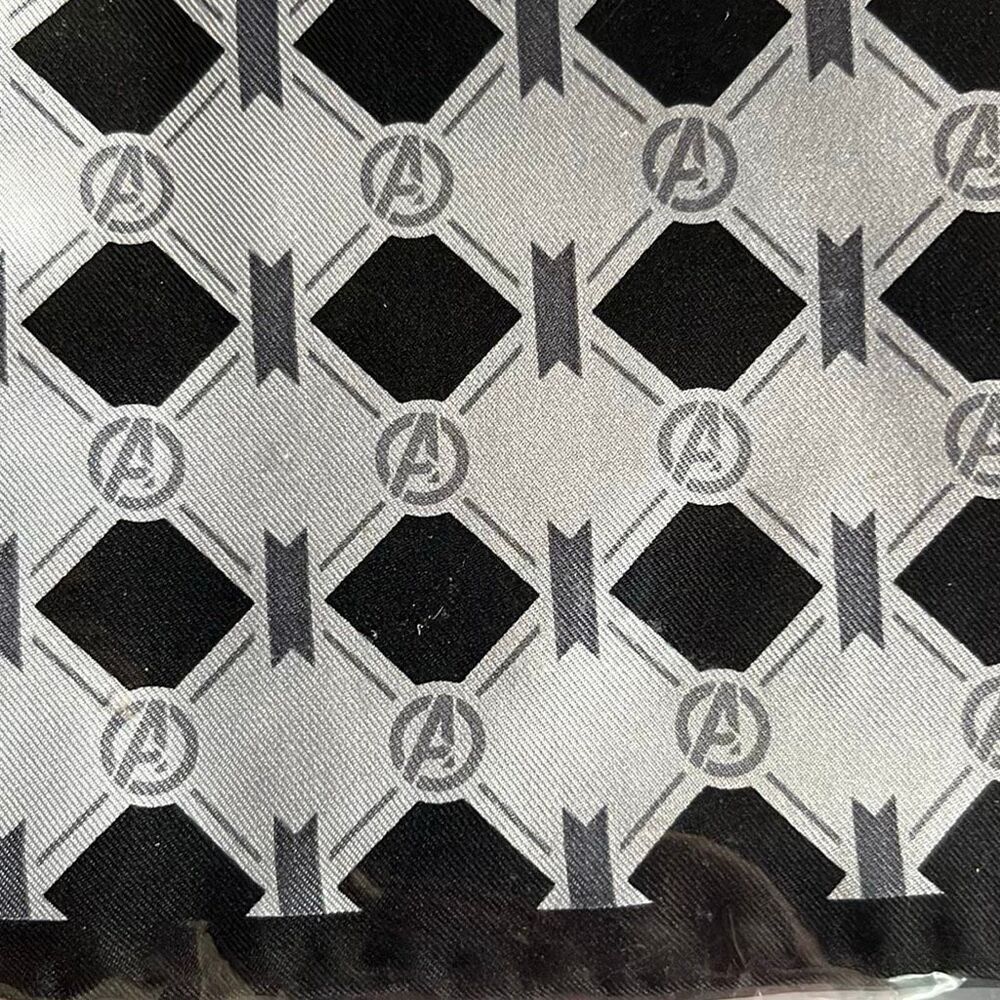 New Marvel Avengers 100% Silk 11 in Pocket Square Black Grey